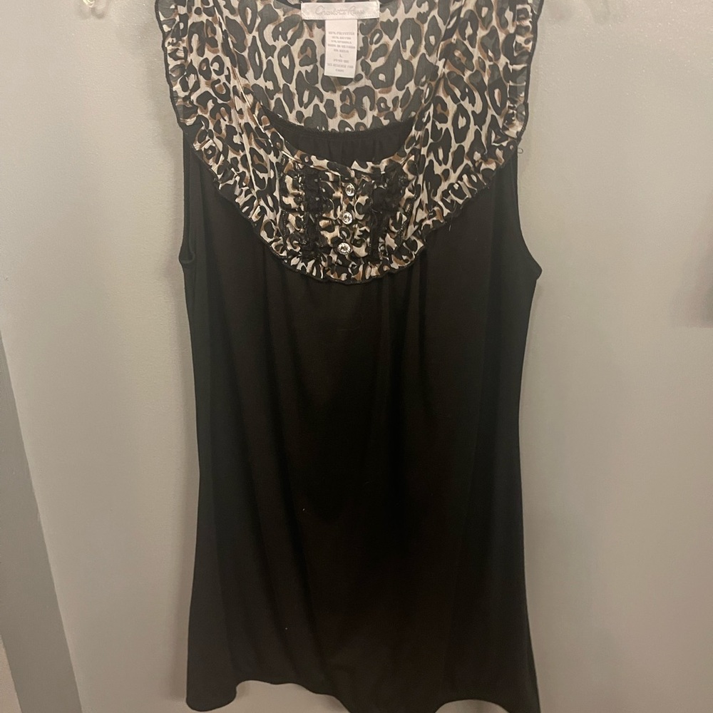 Black with leopard print no sleeves summer top from Charlotte Russe.
